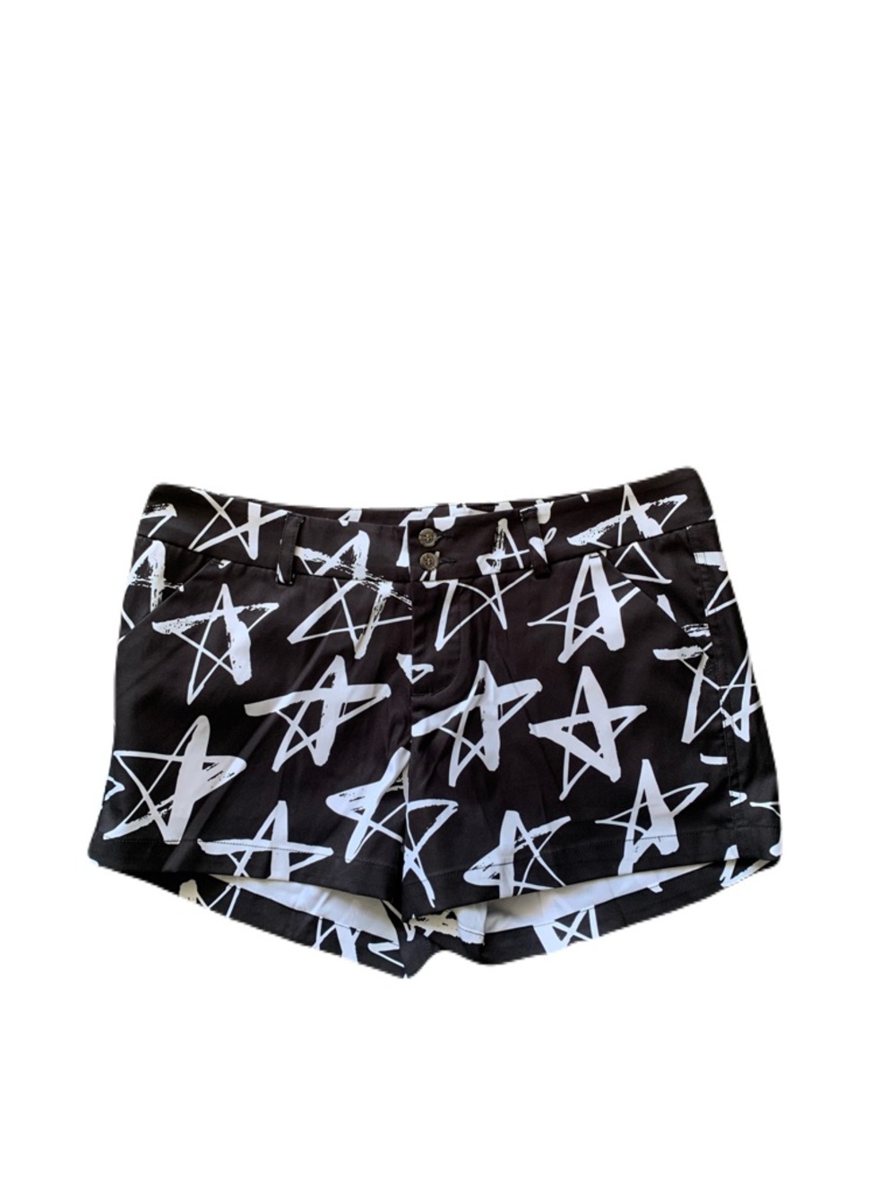 NWT Loudmouth Ladies 12 Black White Shooting Stars Stretchtech Shorts Golf